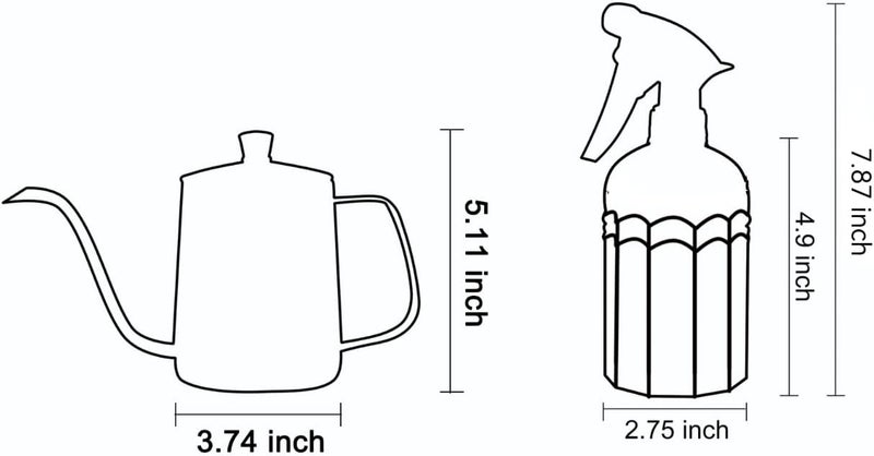 OFFIDIX Watering Can for Indoor Plants Long Spout Metal Stainless Steel 21 oz/600 ml Small Watering Can with 14 oz/400ml Glass Plant Mister Spray Bottle for Plants Bonsai - Image 2